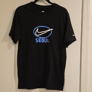 Nike Black Tee with Blue Seoul, Korea Graphic
